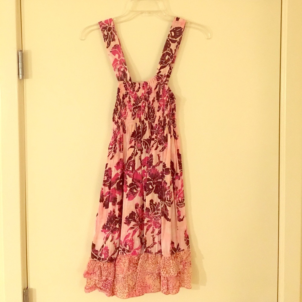 Pink flowered beach cover up